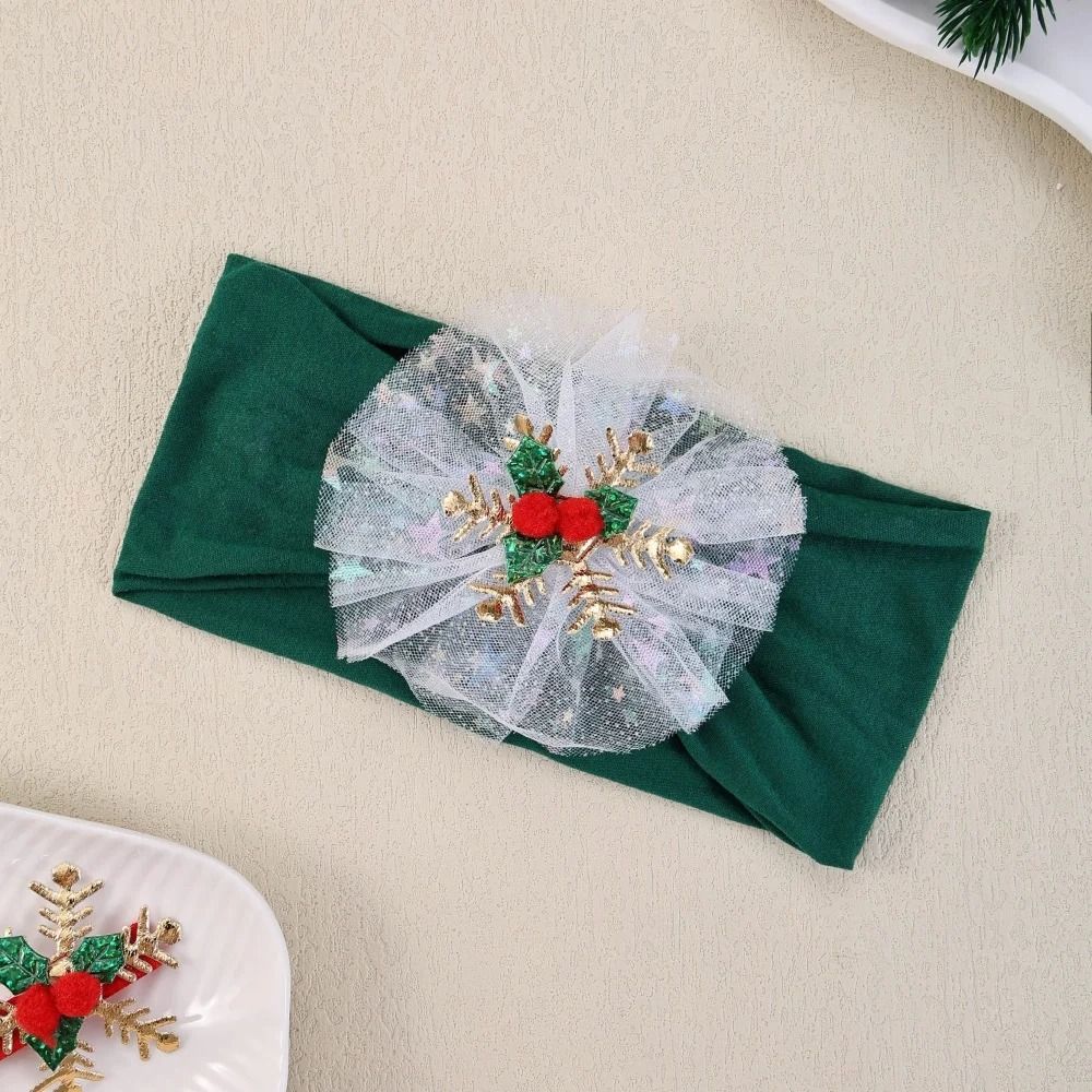 Baby Girls Nylon Christmas Headband Snowflake Tree Gauze Hairband