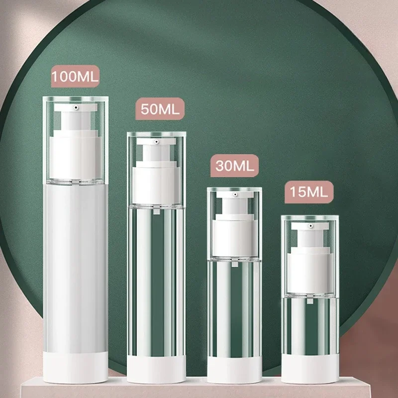 Bottle Travel Size Dispenser Makeup Container, Clear Airless Cosmetic Cream Pump for Lotion and Gel