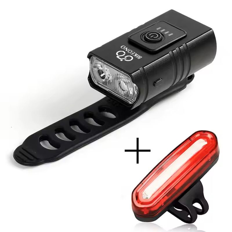 USB Rechargeable Bike Light Set Front LED Headlight and Taillight
