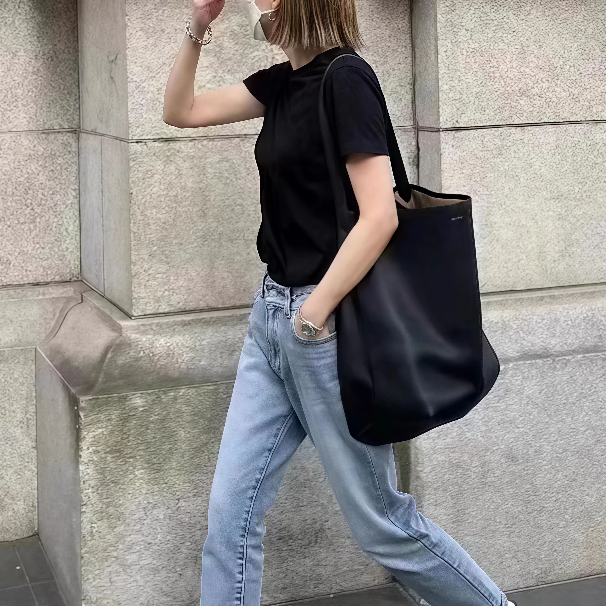 Womens Leather Bucket Tote Bag