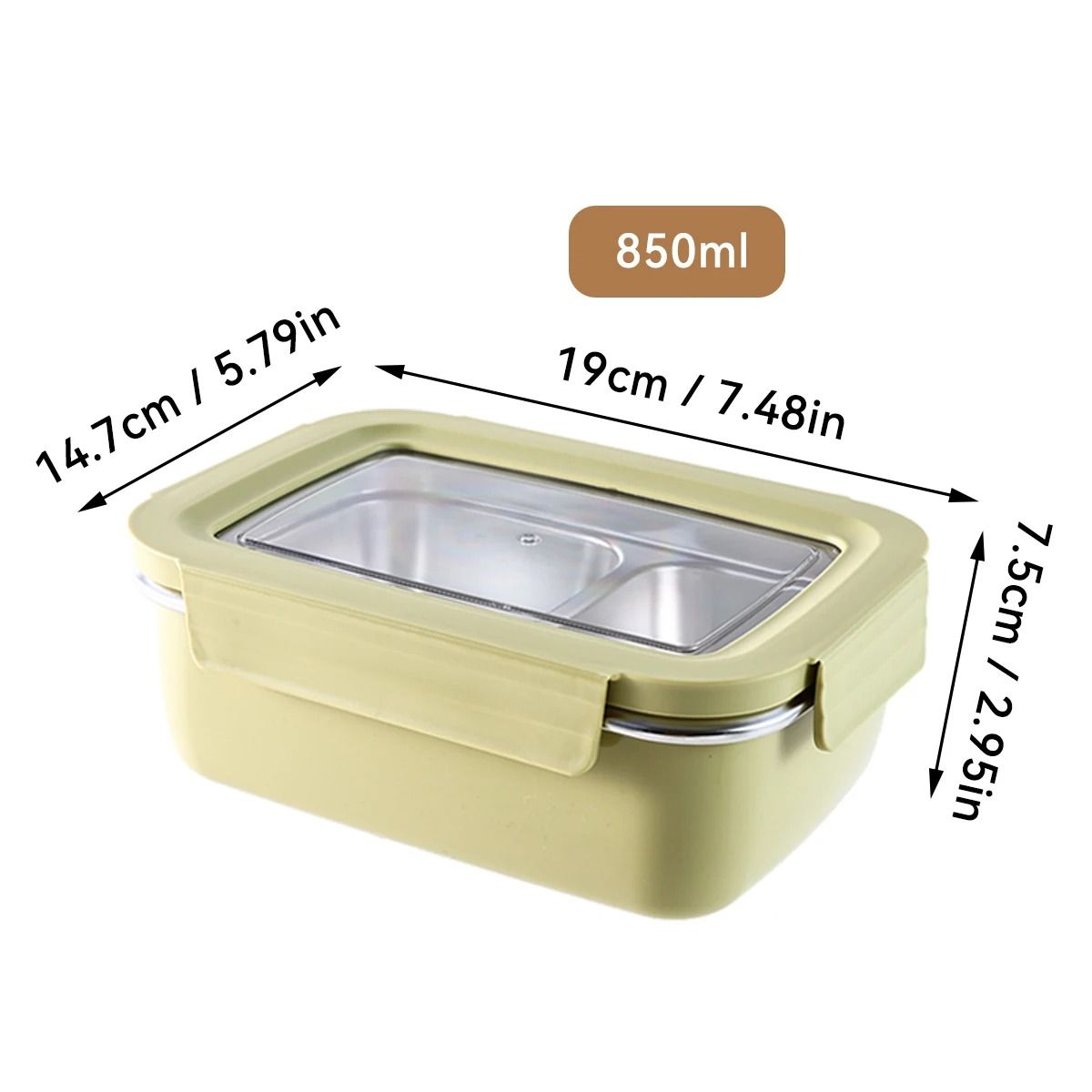 Stainless Steel Lunch Box Leak Proof Divided Microwave Safe Bento Container