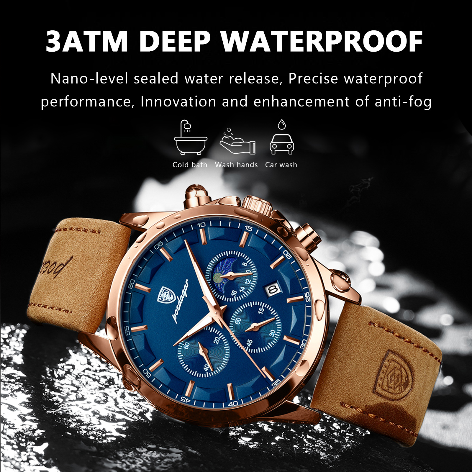 Business Leather Men Watches Clock, Sports Luxury Men Quartz Watch Waterproof, Chronograph Luminous Date Man Wristwatch