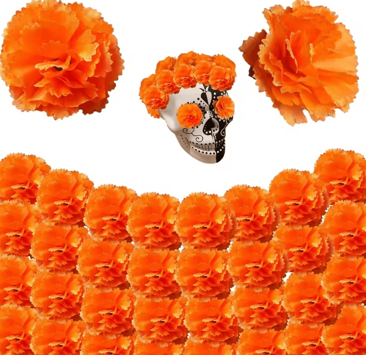 Artificial Marigold Flower Garland – Vibrant Dia De Los Muertos & Diwali Decor for Home & Events