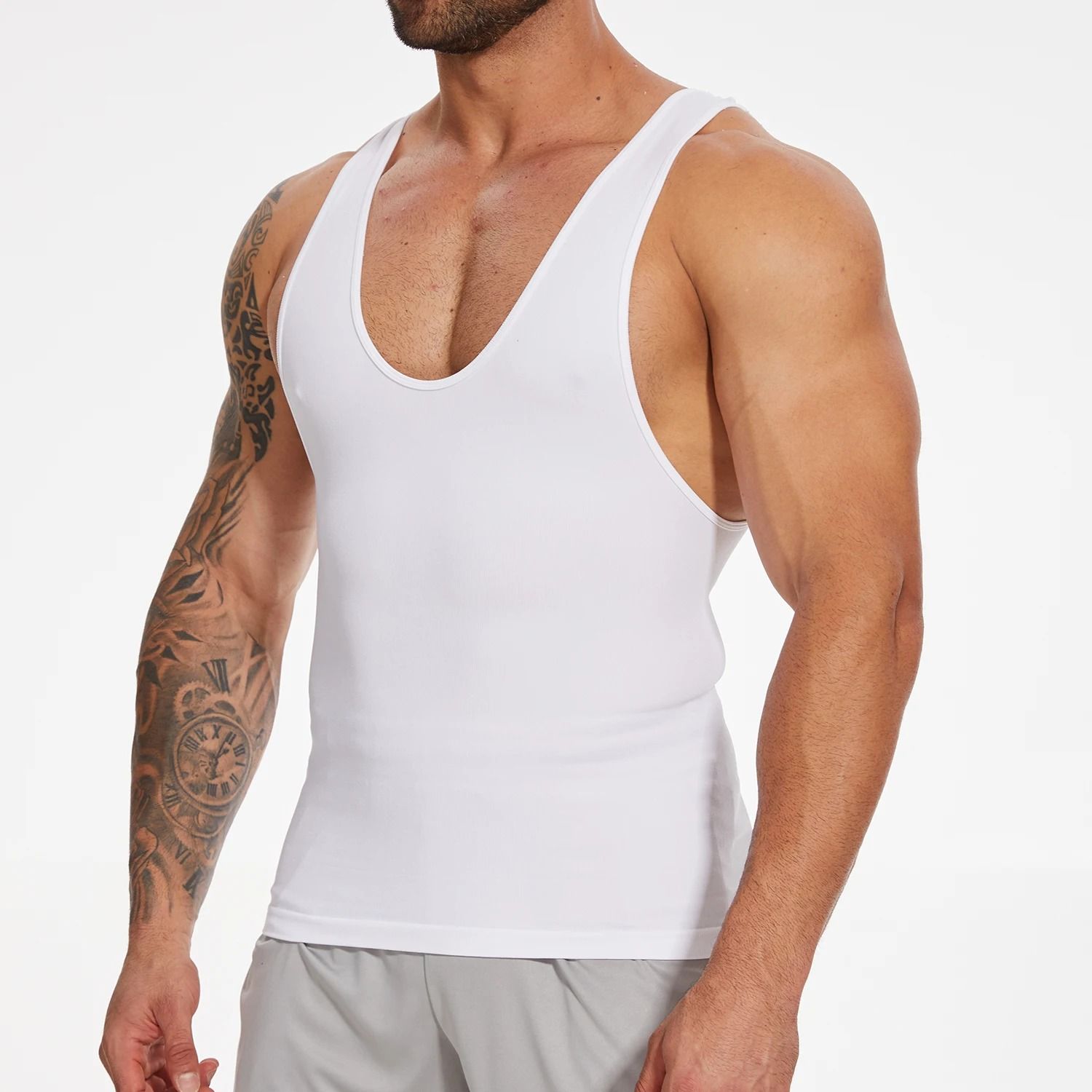 Men Slimming Body Shaper Compression T Shirt with Tummy Control