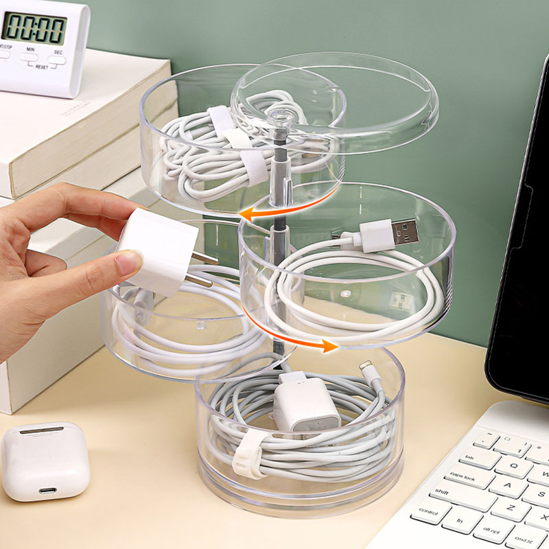 Rotating Transparent Jewelry Box, Multi Layer Jewelry Necklace Storage Box, Dust Proof Finishing Shelf