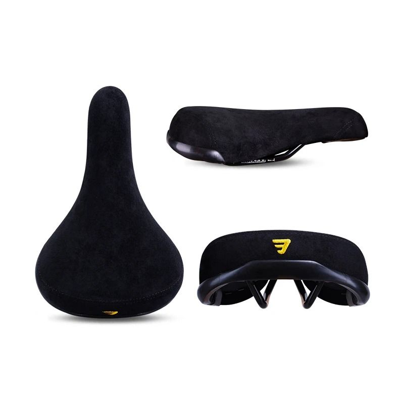 Funsea Professional Wheelie Bicycle Saddle | Black Flannelette Embroidery Seat with 8mm High-Strength Rails