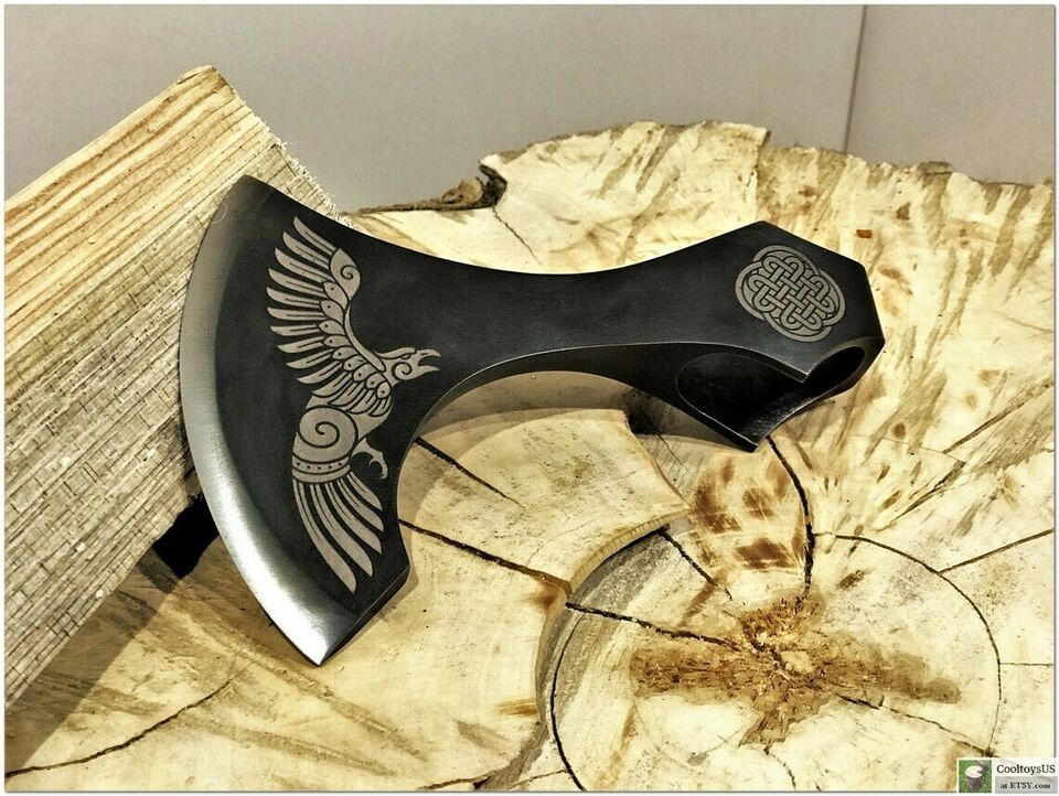 CUSTOM HAND FORGED CARBON STEEL EAGLE ETCHED VIKING TOMAHAWK BEAUTIFUL AXE HEAD