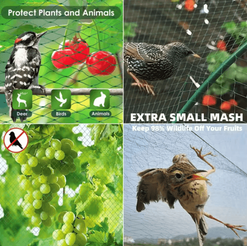 Garden Bird-Proof Nylon Net – 20mm Mesh Plant & Fruit Protection (1pc, Optional Lengths)