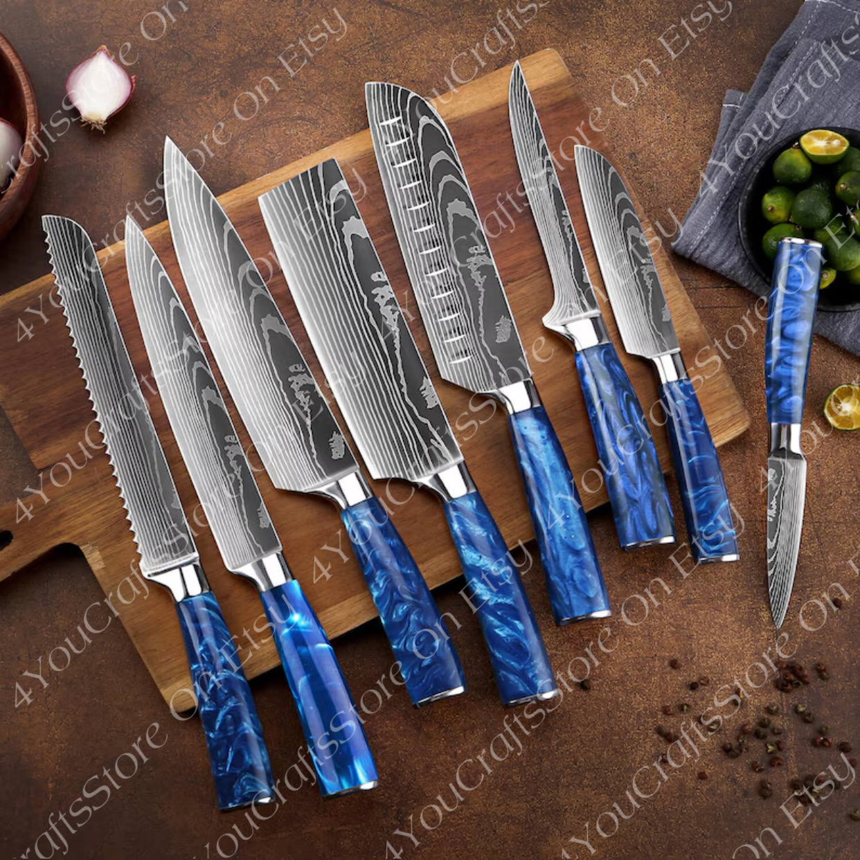 Professional Kitchen Chef Knives Set , Cutlery Set , Damascus Steel Knives Set , Best For Cooking, Kitchenware , Gift