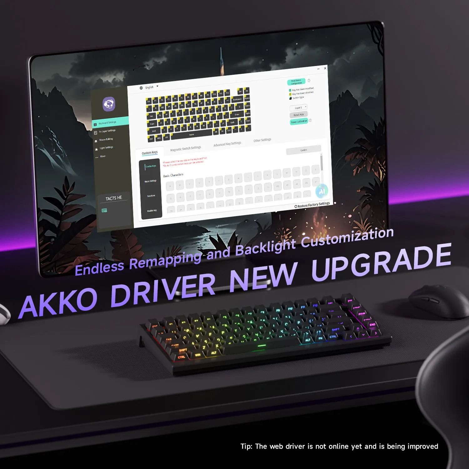 Wired Compact Gaming Keyboard with Magnetic Switches and RGB Lighting