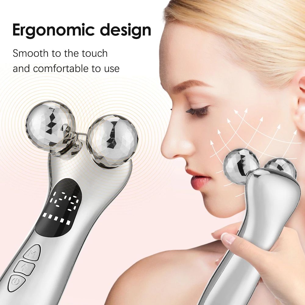 Electric Facial Slimming Roller, Facial Micro-current Beauty Instrument Face Lift Roller Massager