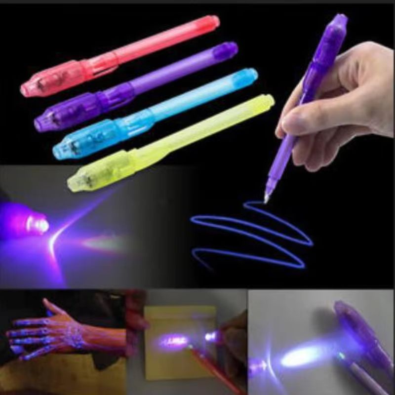 4pcs Luminous Magic UV Light Pens – Invisible Ink Drawing & Learning Set for Kids