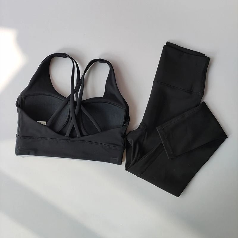 Women High Waist Slimming Yoga Suit Bra Leggings Tank Top Set