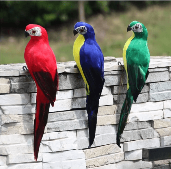 Handcrafted Feather Parrot Garden Decor