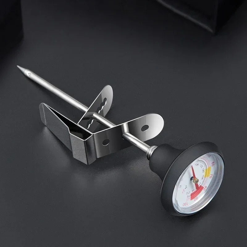 Stainless Steel Milk Frothing Jug with Thermometer – Instant Read Barista Thermometer