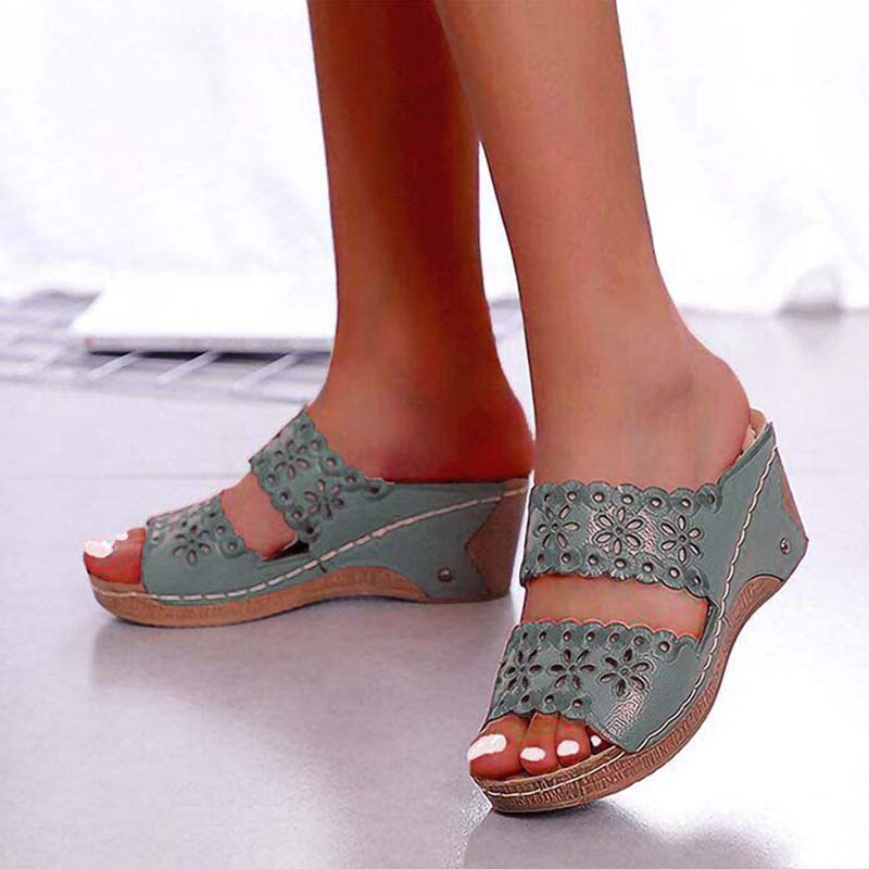 Stylish Summer Women Shoes Sandals, Non-Slip Slip On Wedge Sandals, Retro Ladies Footwear & Casual Women Slippers