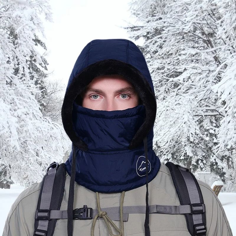 Unisex Plush Balaclava Hat Winter Warm Knitted Neck Scarf with Face Mask