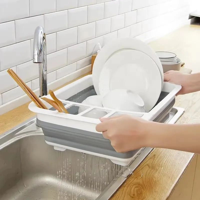 Foldable Dish Drying Rack with Drain Tray