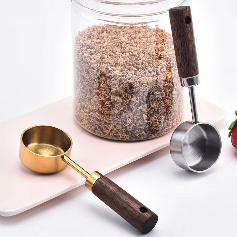 15ml Stainless Steel Coffee Measuring Spoon with Wooden Handle