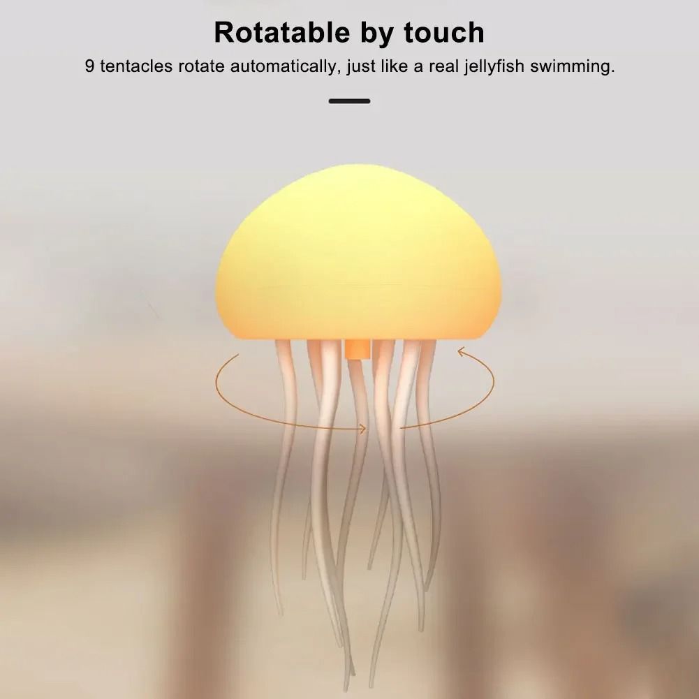 Cartoon Jellyfish Night Light With RGB Gradient And Voice Control