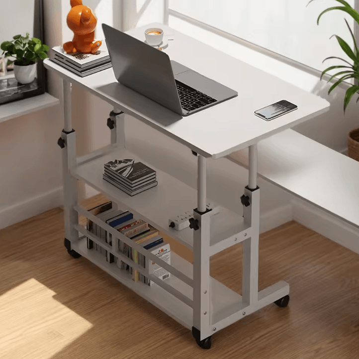Mobile Height Adjustable Swivel Wheel Desk – Rolling Laptop & Bedside Workstation
