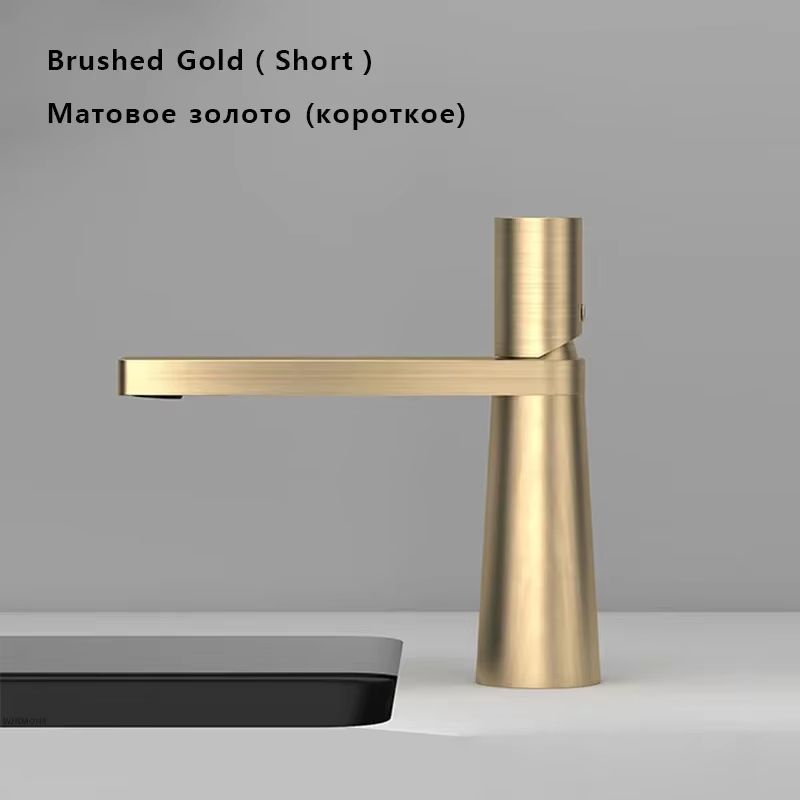 Brushed Gold Bathroom Sink Faucet – Modern Brass Basin Mixer with Single Handle