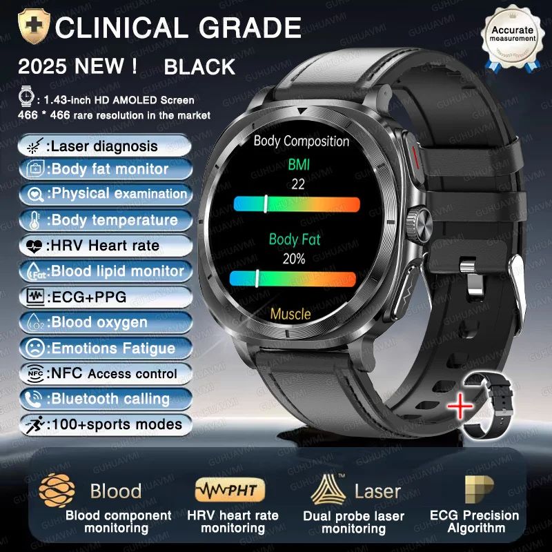 Smart Health ECG Watch with Blood Pressure & Body Analysis Tracking