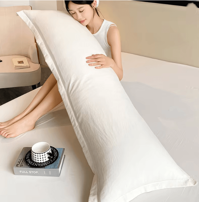 Ultra Soft Washed Long Body Pillowcase for Couples Extra Long Solid Color Pillow Cover