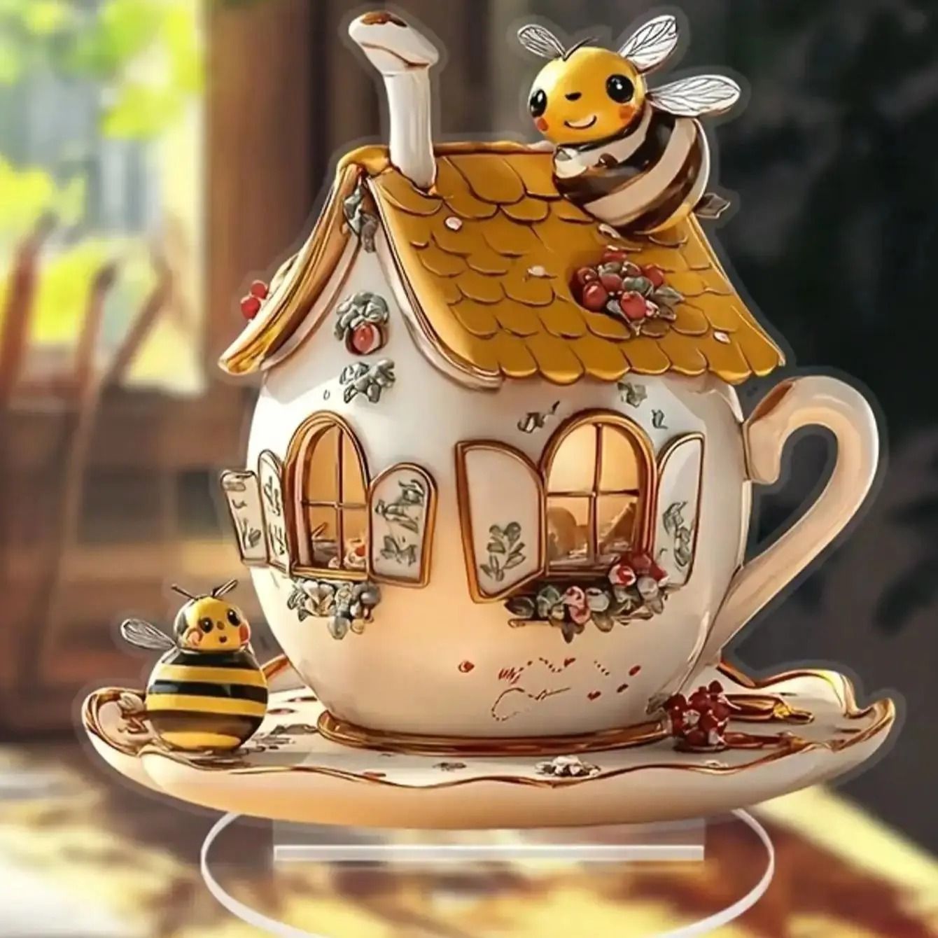 Simulated Honeycomb Shaped Teapot Decorative Plaque Multi-functional Kitchen and Dining Table Decor