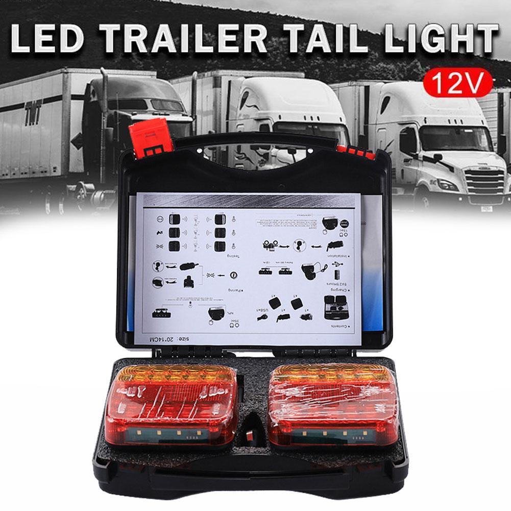 LED Trailer Rear Tail Turn Signal Lamp, Rechargeable Wireless Brake Lights, Reflective Lens Truck Taillights