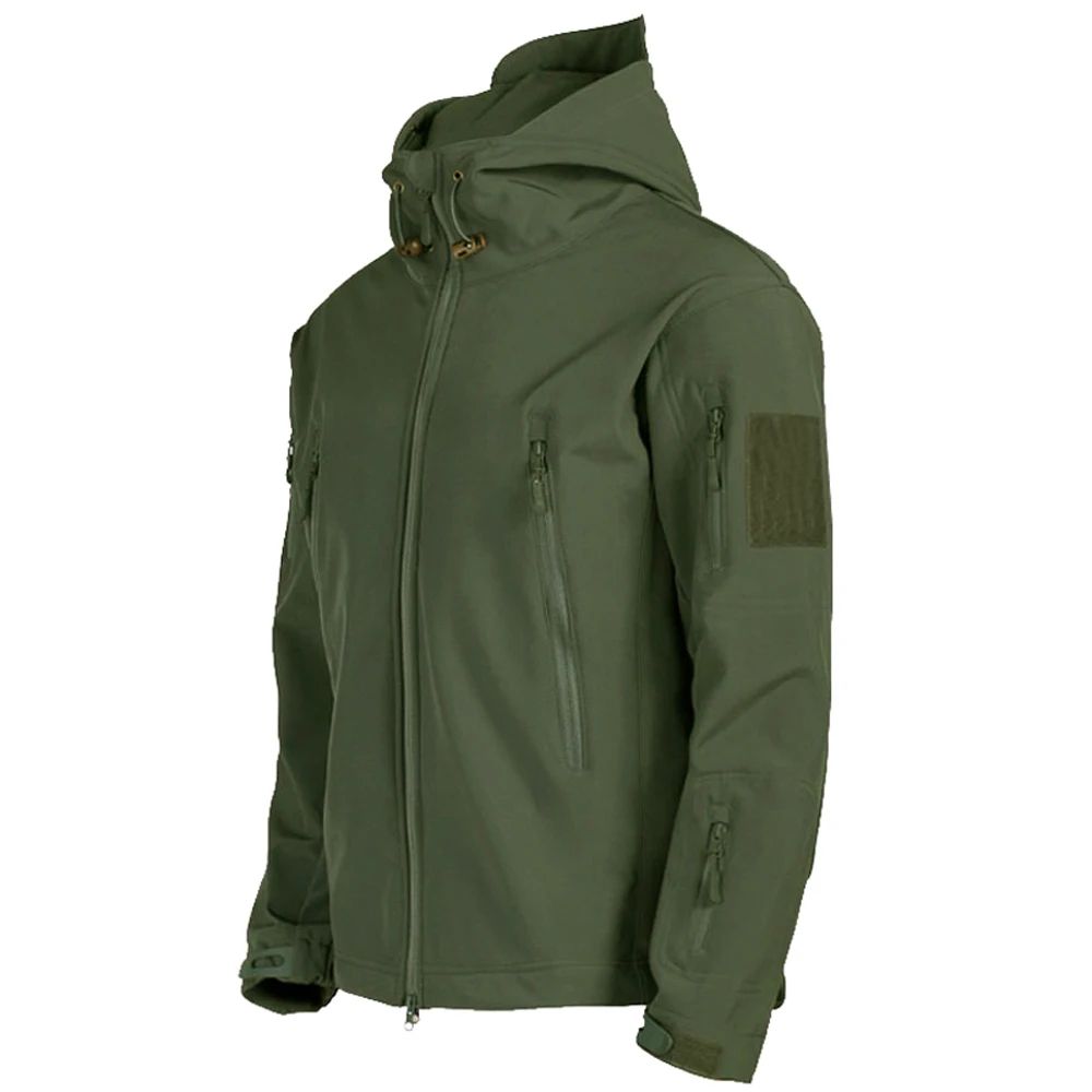 Mens Tactical Soft Shell Jacket Windproof & Waterproof Army Combat Jacket with Hood