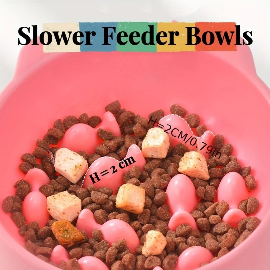 Slow Feeder Cat Bowl Anti Choking Pet Feeding Bowl with Neck Protection Design