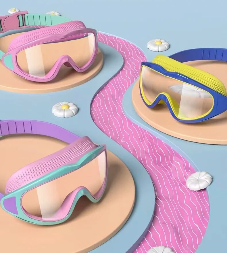 Kids Swimming Goggles Anti Fog UV Protection Wide View Waterproof Pool Glasses