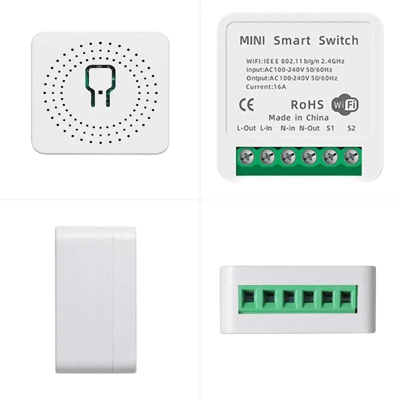 Tuya Mini WiFi Switch, Smart Life App, 2 Way Control, Smart Home Automation Module, Works with Alexa & Google Home