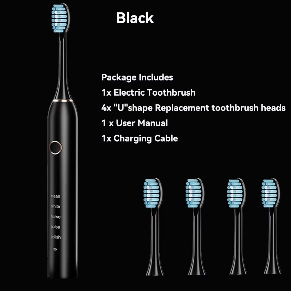 Rechargeable Sonic Electric Toothbrush – 5 Modes, 3 Intensities & 4 Replacement Heads