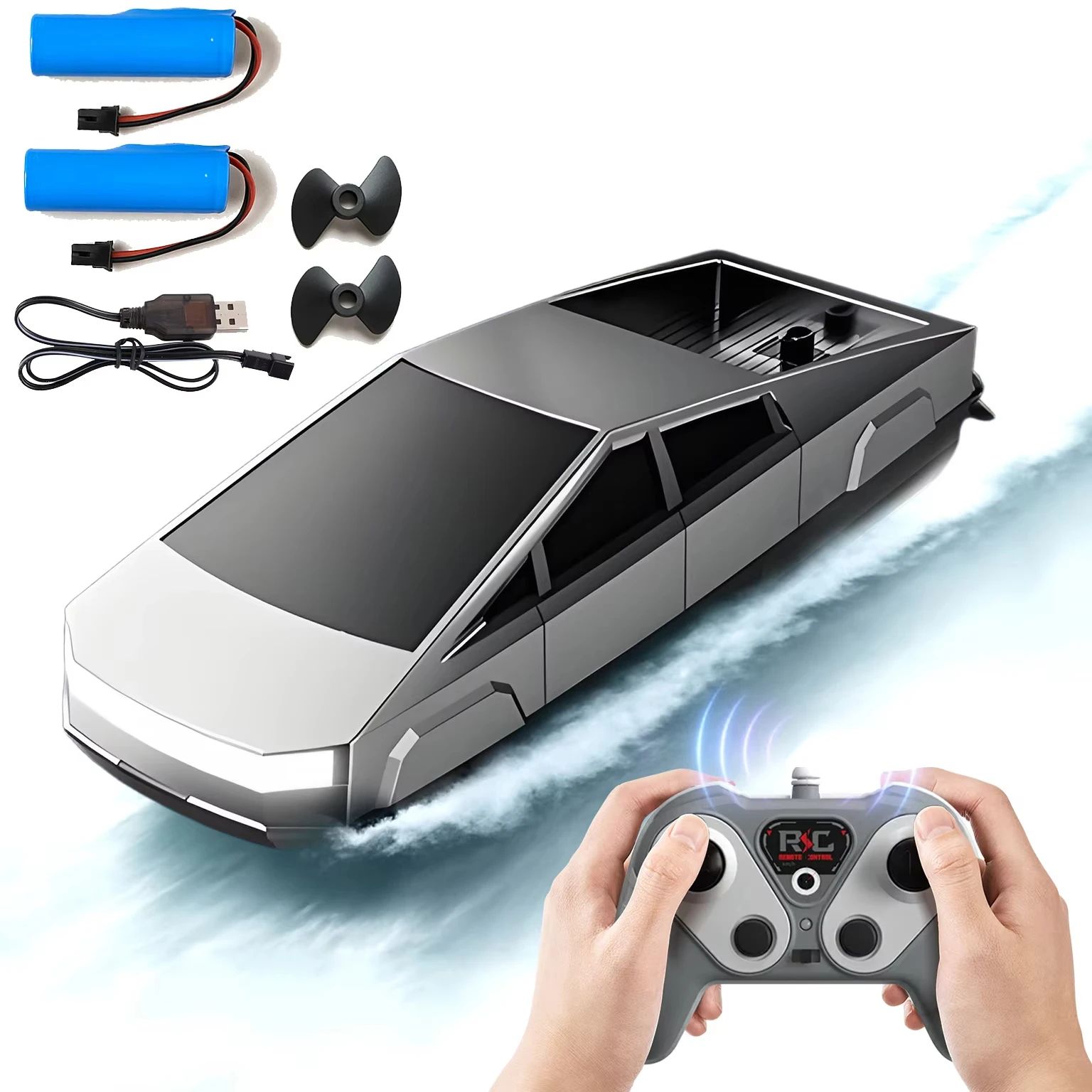 Cyberpunk High Speed RC Racing Boat with Dual Motor and Waterproof Remote
