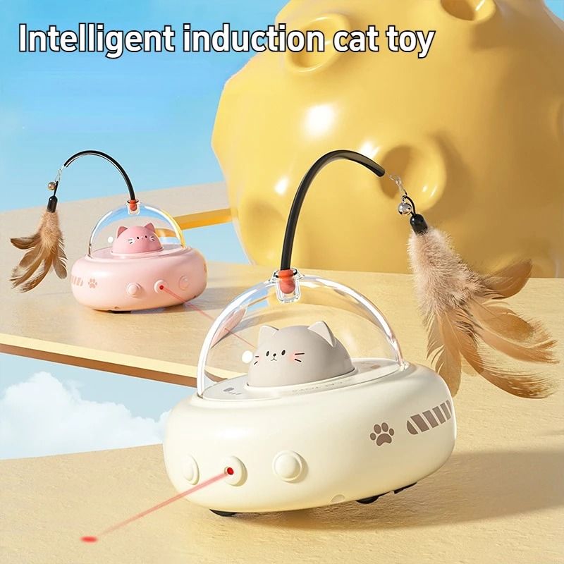 Electric Interactive Cat Toy Smart Cat Teaser Toy with Feather and Bell