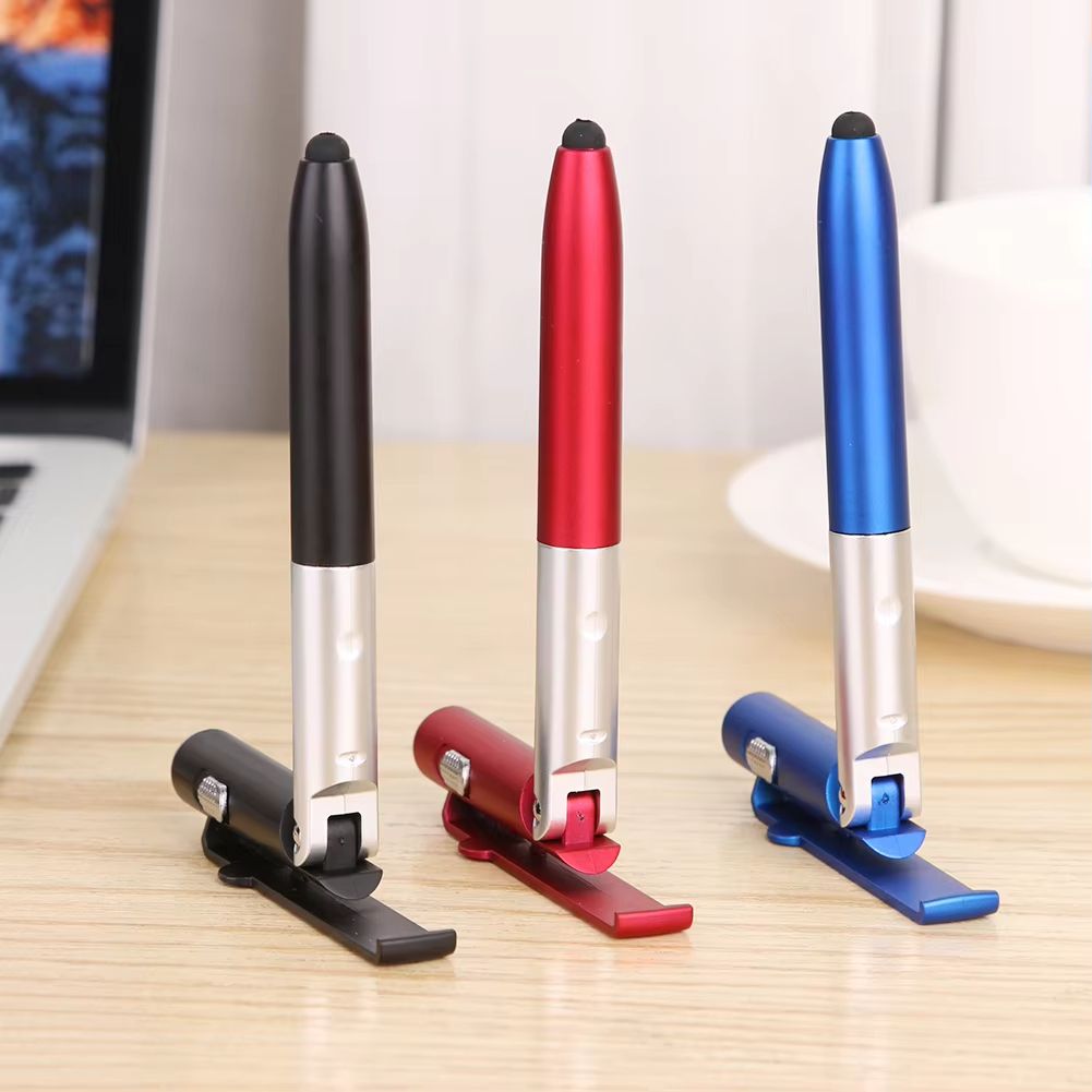 4 in 1 Multifunction Ballpoint Pen Phone Stand with LED Light Folding Mobile Holder