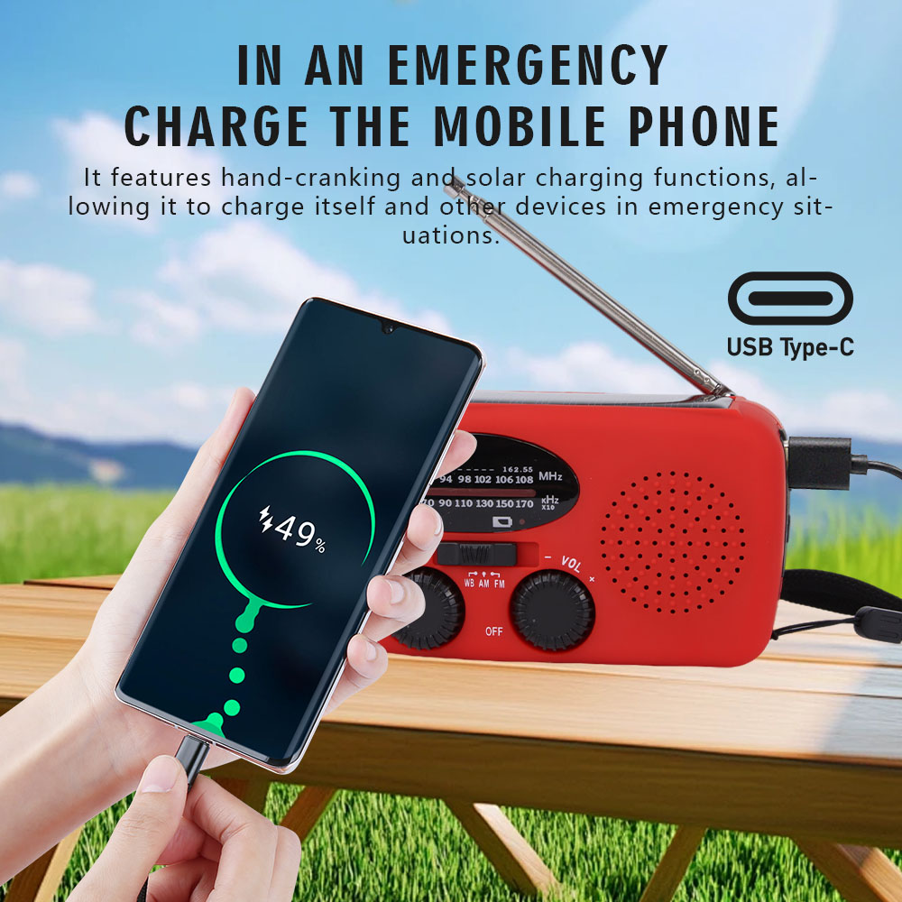 Emergency Solar Hand Crank Radio with NOAA Weather Alert & Power Bank