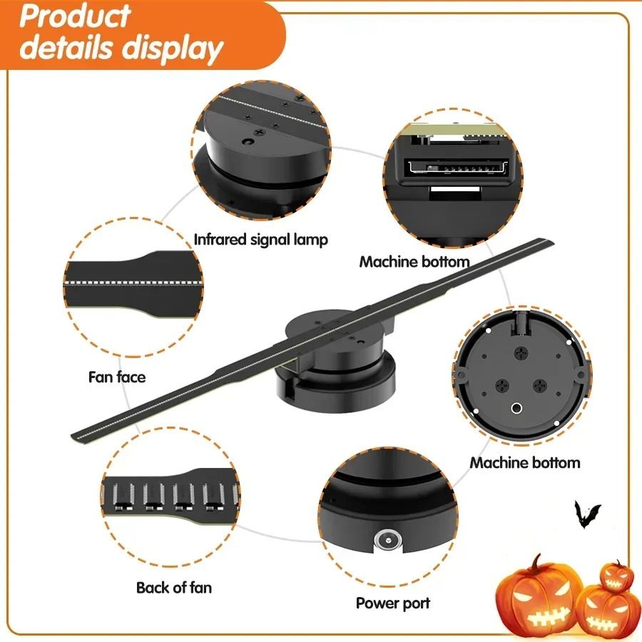 Compact 16.5 in (42cm) 3D Holographic Display Fan