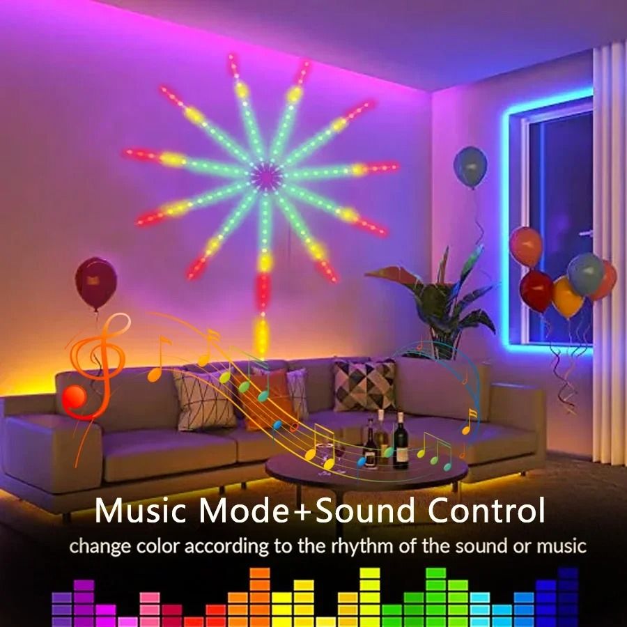 5V RGB LED Firework Strip Lights Bluetooth APP Control