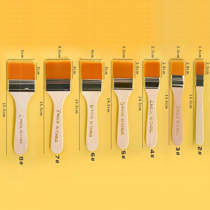 ProArt 7 Piece Flat Paint Brush Set Soft Nylon Precision Brushes