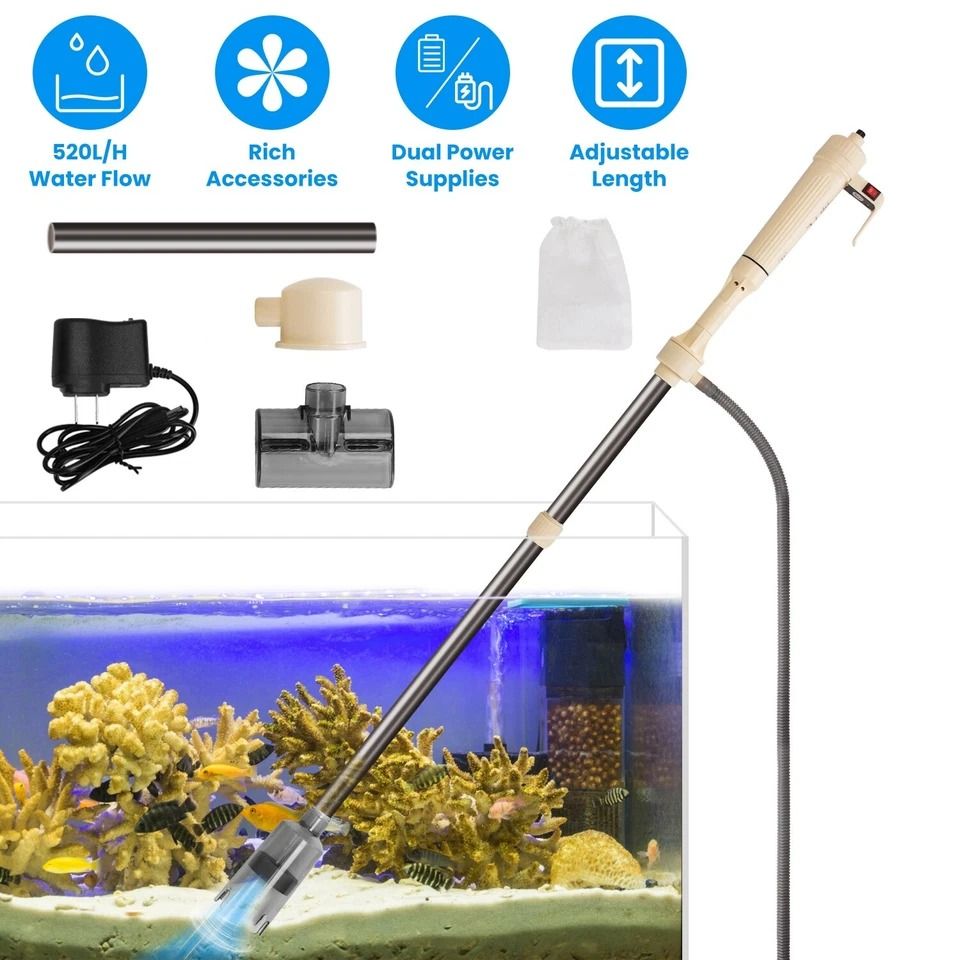 Automatic Electric Aquarium Vacuum Cleaner, Gravel Cleaner Adjustable, Fish Tank Cleaner for Efficient Water Change