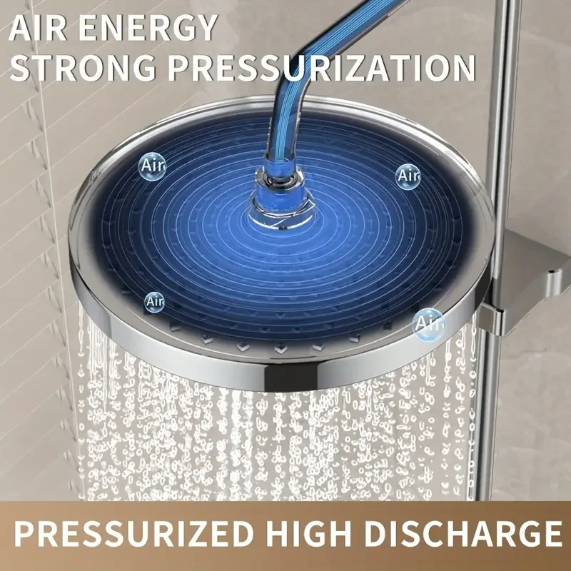 Top Spray Large Water Volume Booster Shower Head, Pressurised Home Bathroom Shower Head Set, Single Head High Flow