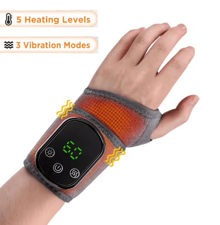ThermaPulse 2 in 1 Heated Wrist Massager with Adjustable Temperature and Vibration Therapy