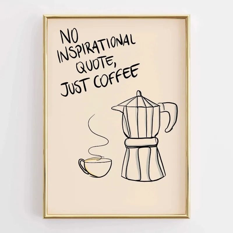Funny Kitchen Quote Poster – Retro Food Illustration Coffee Lover Wall Art – Modern Canvas Painting for Home Decor