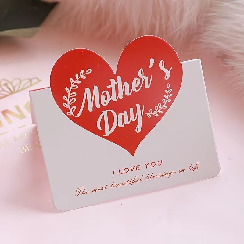 10PCS Greeting Card Set Happy Mother's Day and Heart-Shaped Father's Day Handwritten Blessing Cards