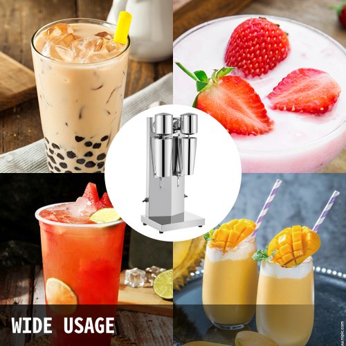 180W Stainless Steel Electric Milkshake Maker, Double Head Commercial Shake Machine with 800ml Cup