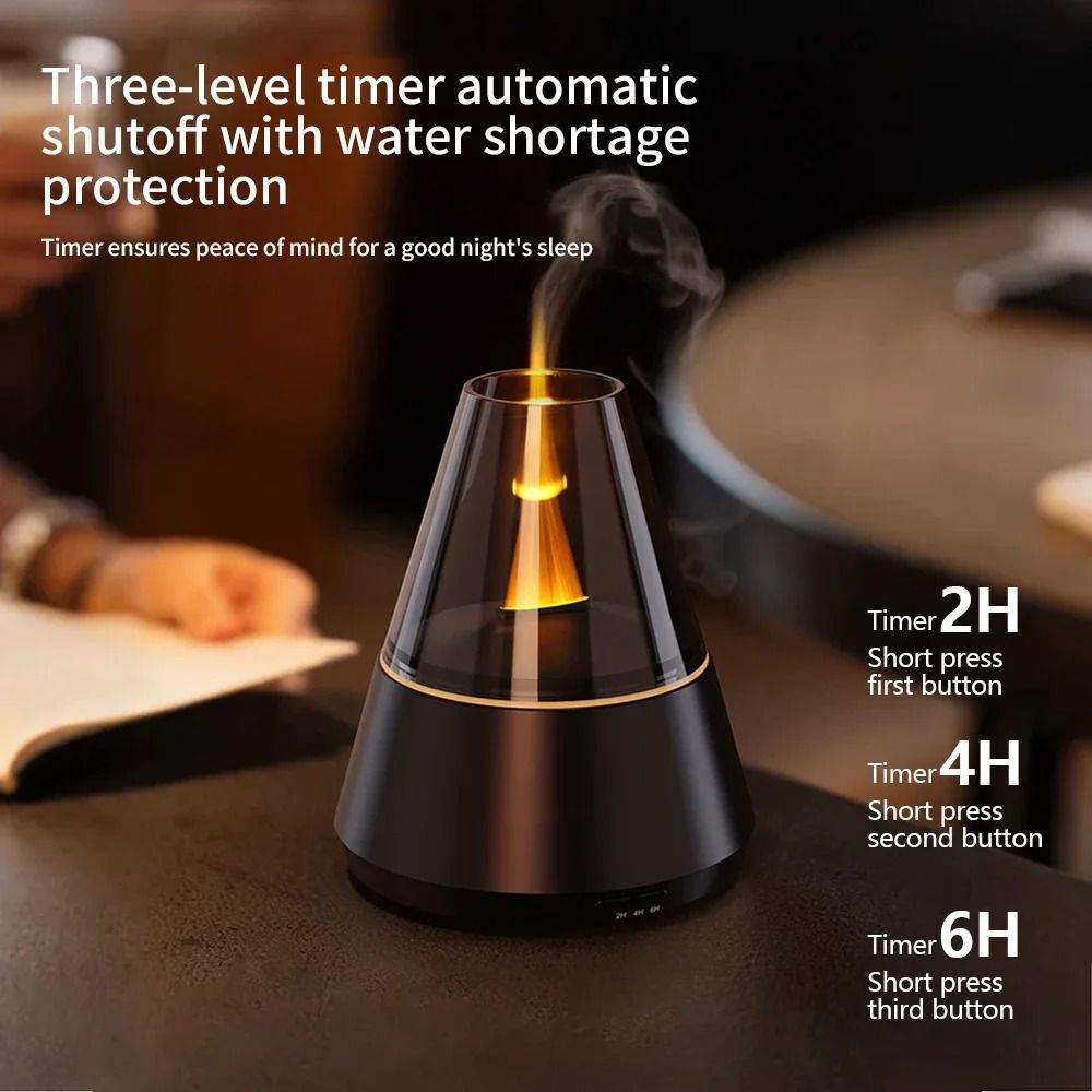 Simulated Flame Aroma Diffuser with LED Light and Cool Mist