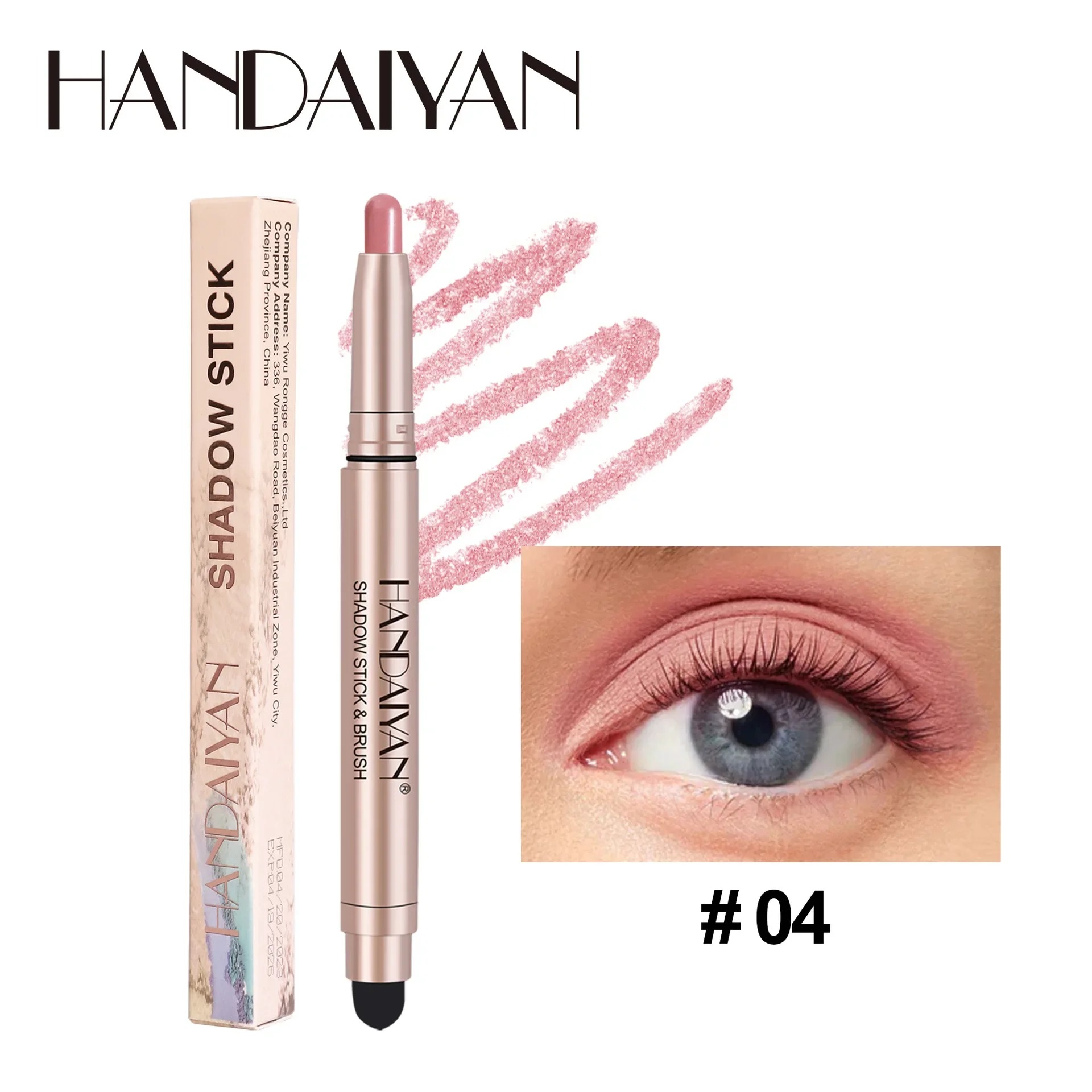 Waterproof Smoky Dark Black Eyeshadow Pencil Stick Matte Metallic Pearlescent Glitter Makeup Tool Highlighter Pen
